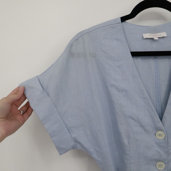 Olivaceous Linen Day Dress Womens S‎ Blue Bohemian Coastal Grandma Cottagecore - Picture 12 of 16